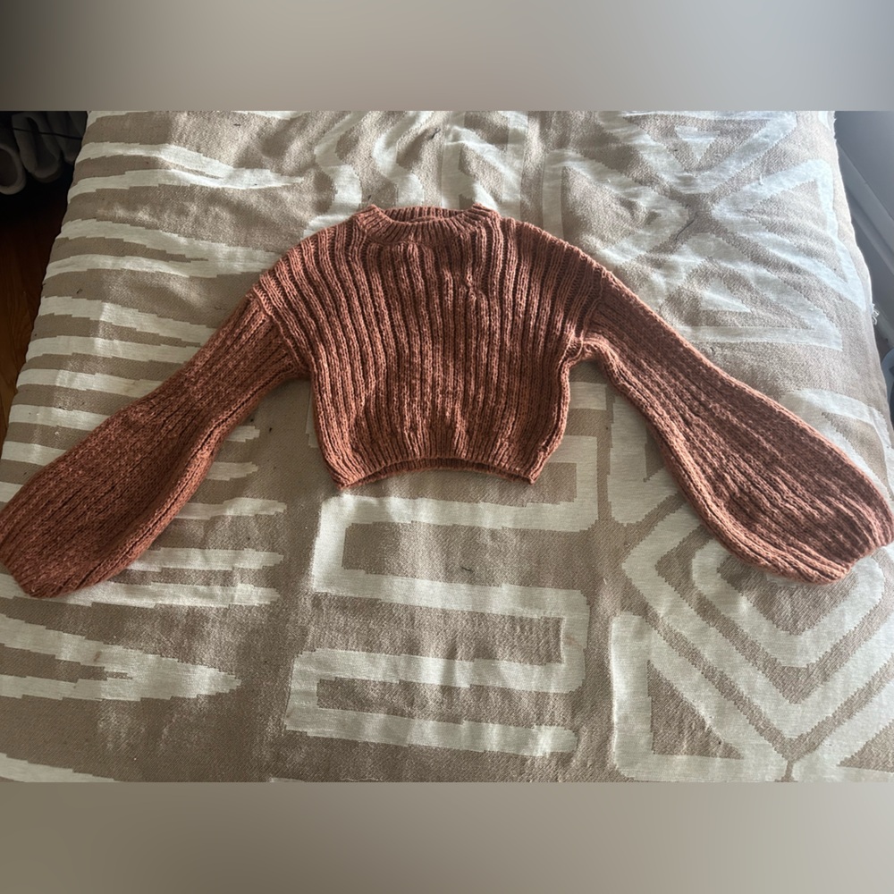 Women's Ribbed Knit Sweater - Rust